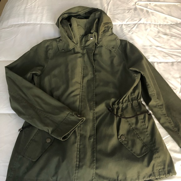 M&S Marks and Spencer military green rain hooded parka - Picture 3 of 10